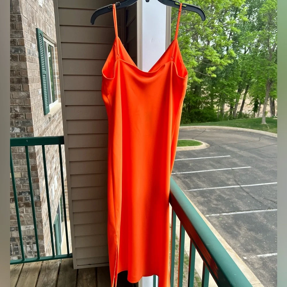 🆕 Gianni Bini Orange Women’s Slip Midi Dress Size 12 - Picture 5 of 12